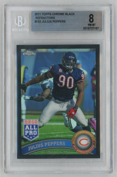 2011 Topps Chrome Black Refractor Julius Peppers #153 /299 BGS 8