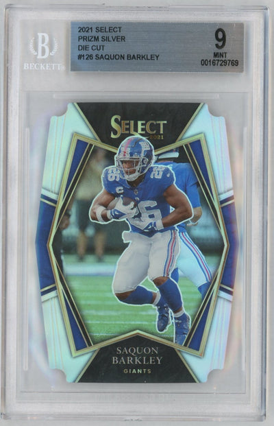 2021 Select Prizm Silver Die Cut Saquon Barkley #126 BGS 9