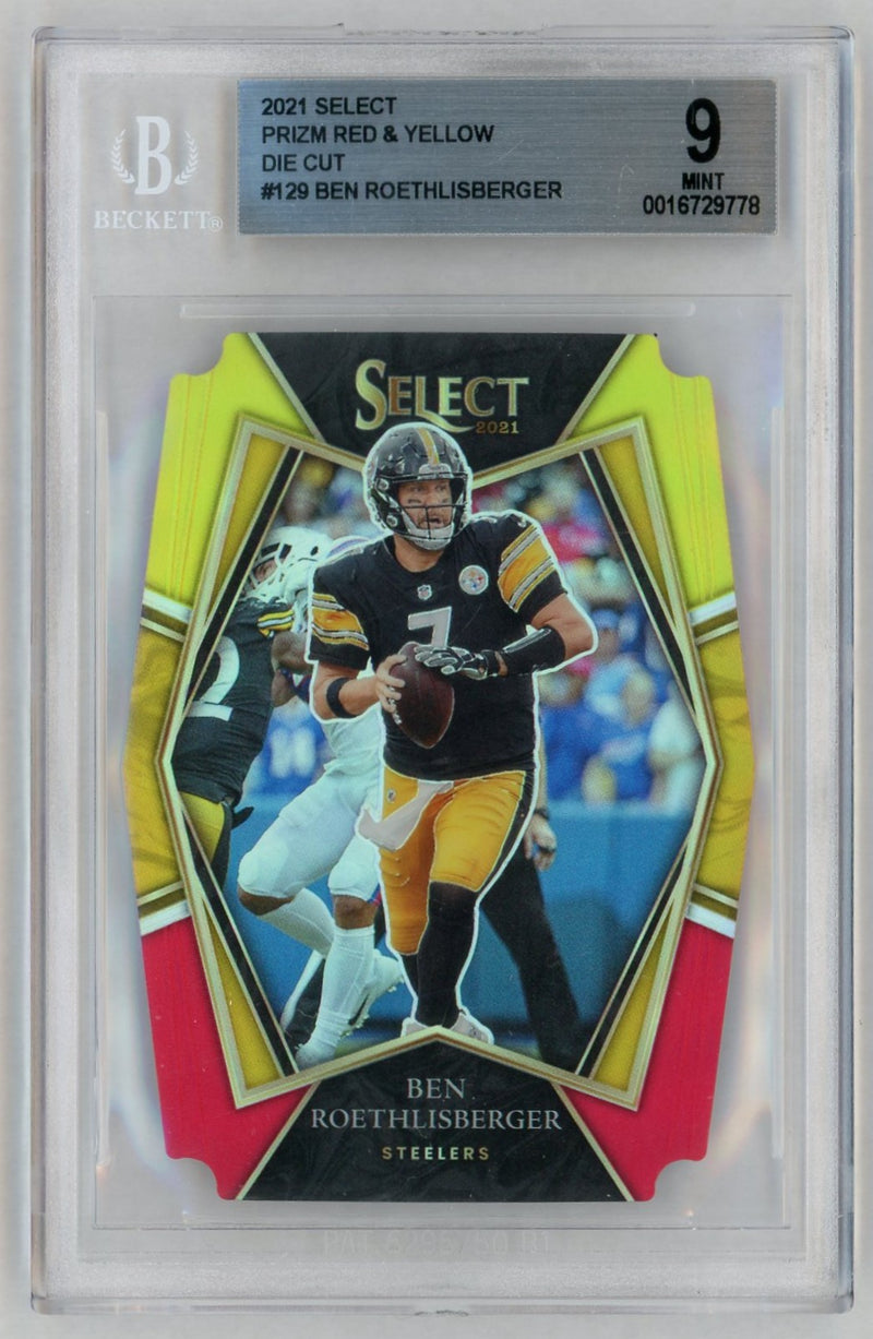 2021 Select Prizm Red and Yellow Die Cut Ben Roethlisberger #129 BGS 9