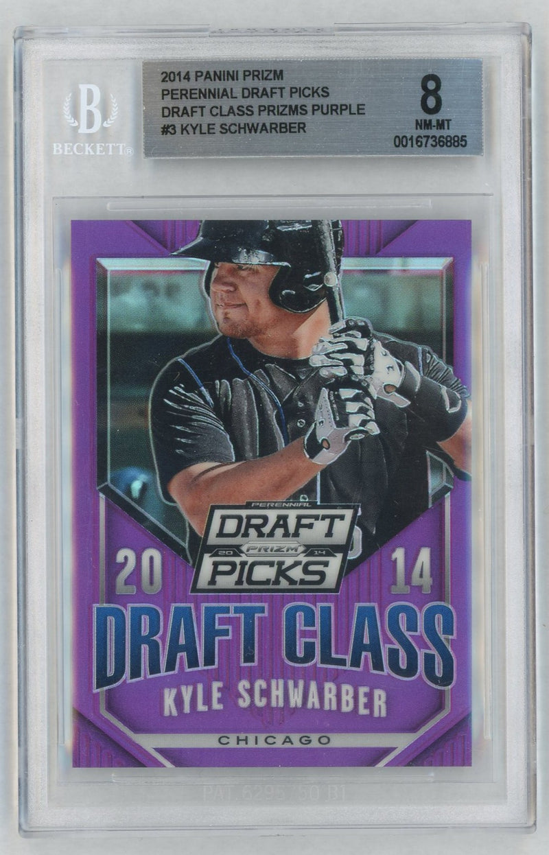 2014 Panini Prizm Perennial Draft Picks Draft Class Prizms Purple Kyle Schwarber #3 /149 BGS 8