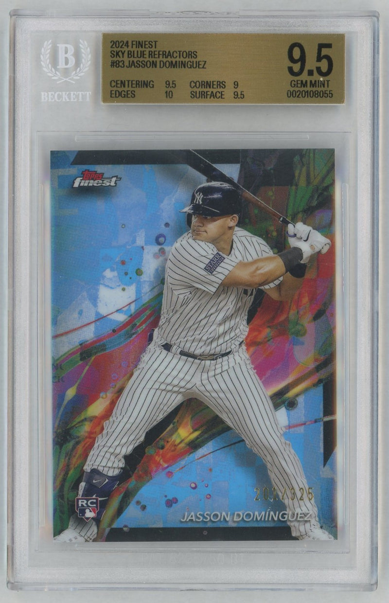 2024 Topps Finest Sky Blue Refractor Jasson Dominguez #83 /325 BGS 9.5