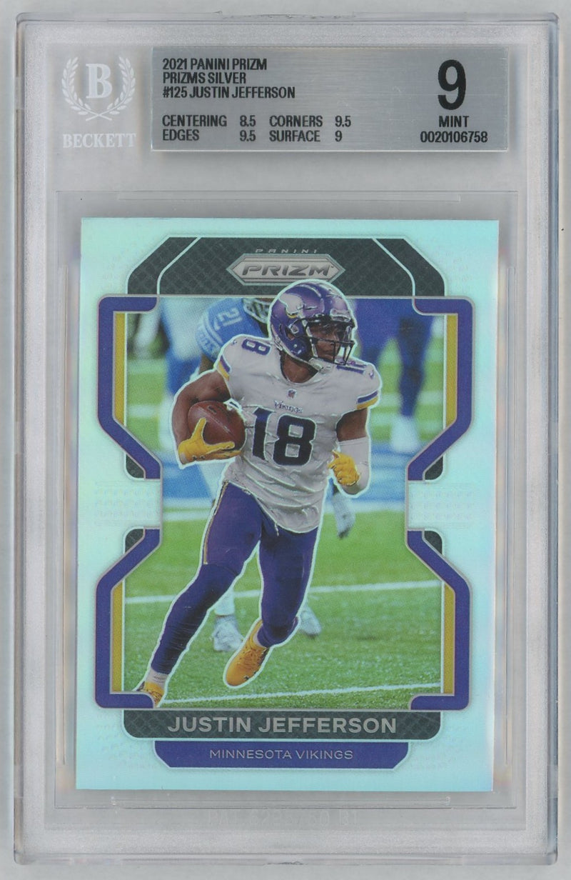 2021 Panini Prizm Silver Prizm Justin Jefferson #125 BGS 9
