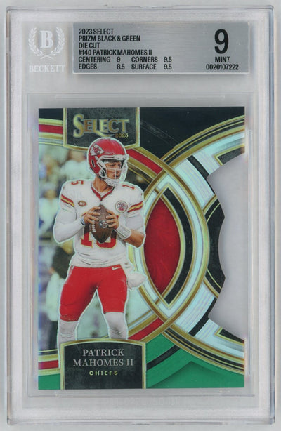 2023 Panini Select Black & Green Die-Cut Patrick Mahomes II #140 BGS 9