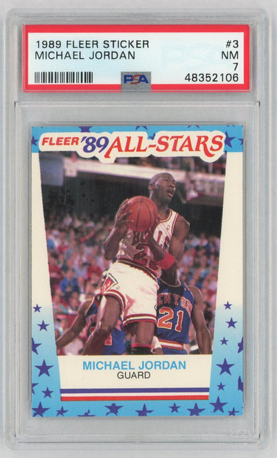 1989 Fleer Stickers All Stars Michael Jordan #3 PSA 7