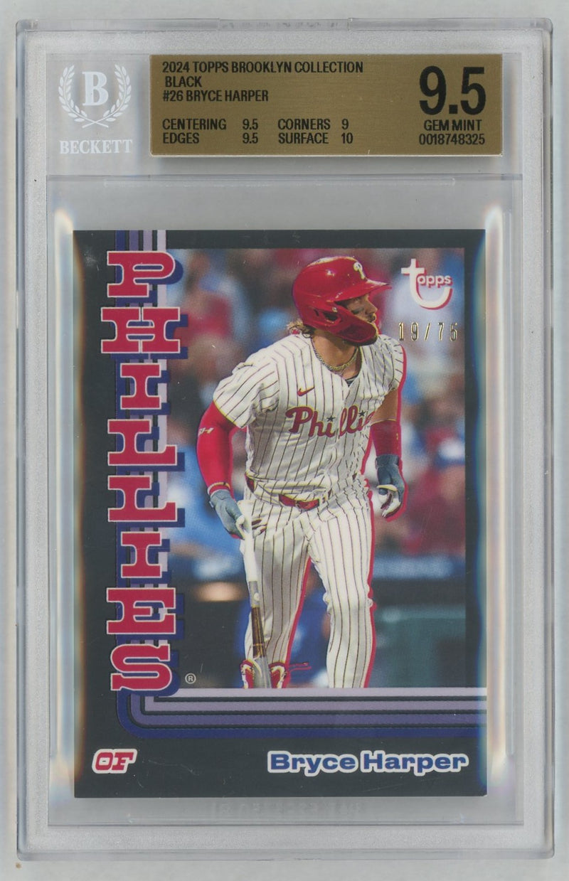 2024 Topps Brooklyn Collection Black Bryce Harper #26 /75 BGS 9.5