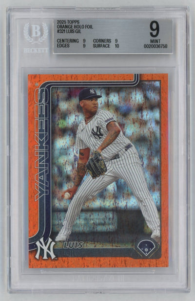 2025 Topps Orange Holo Foil Luis Gil #321 /25 BGS 9