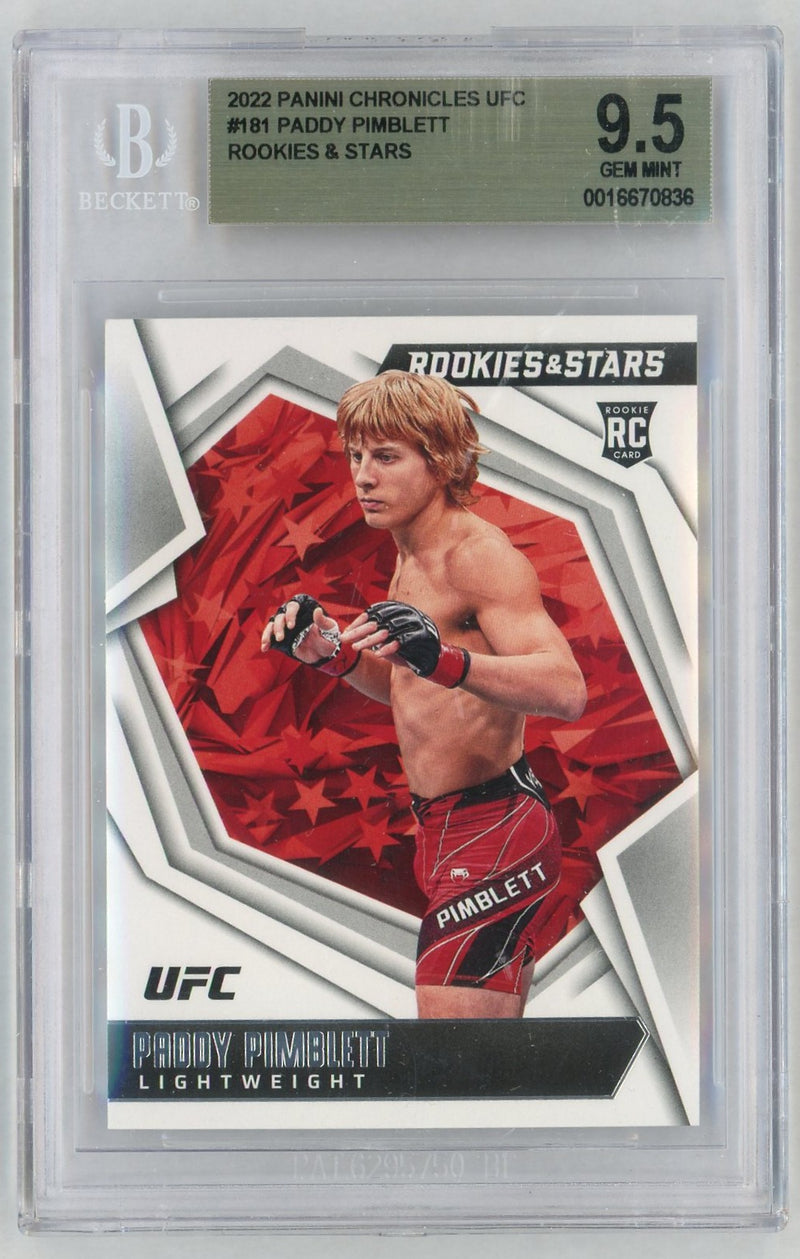 2022 Panini Chronicles UFC Rookies and Stars Paddy Pimblett #181 BGS 9.5