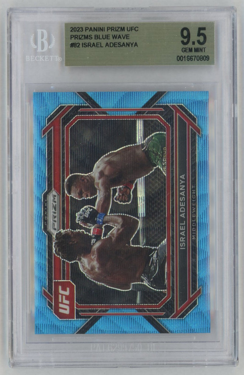 2023 Panini Prizm UFC Prizms Blue Wave Israel Adesanya #82 BGS 9.5