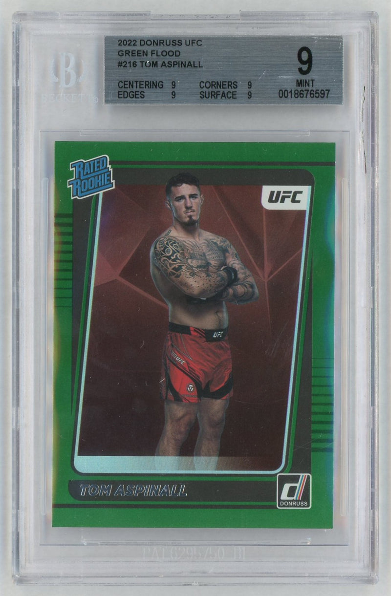 2022 Donruss UFC Green Flood Tom Aspinall #216 BGS 9