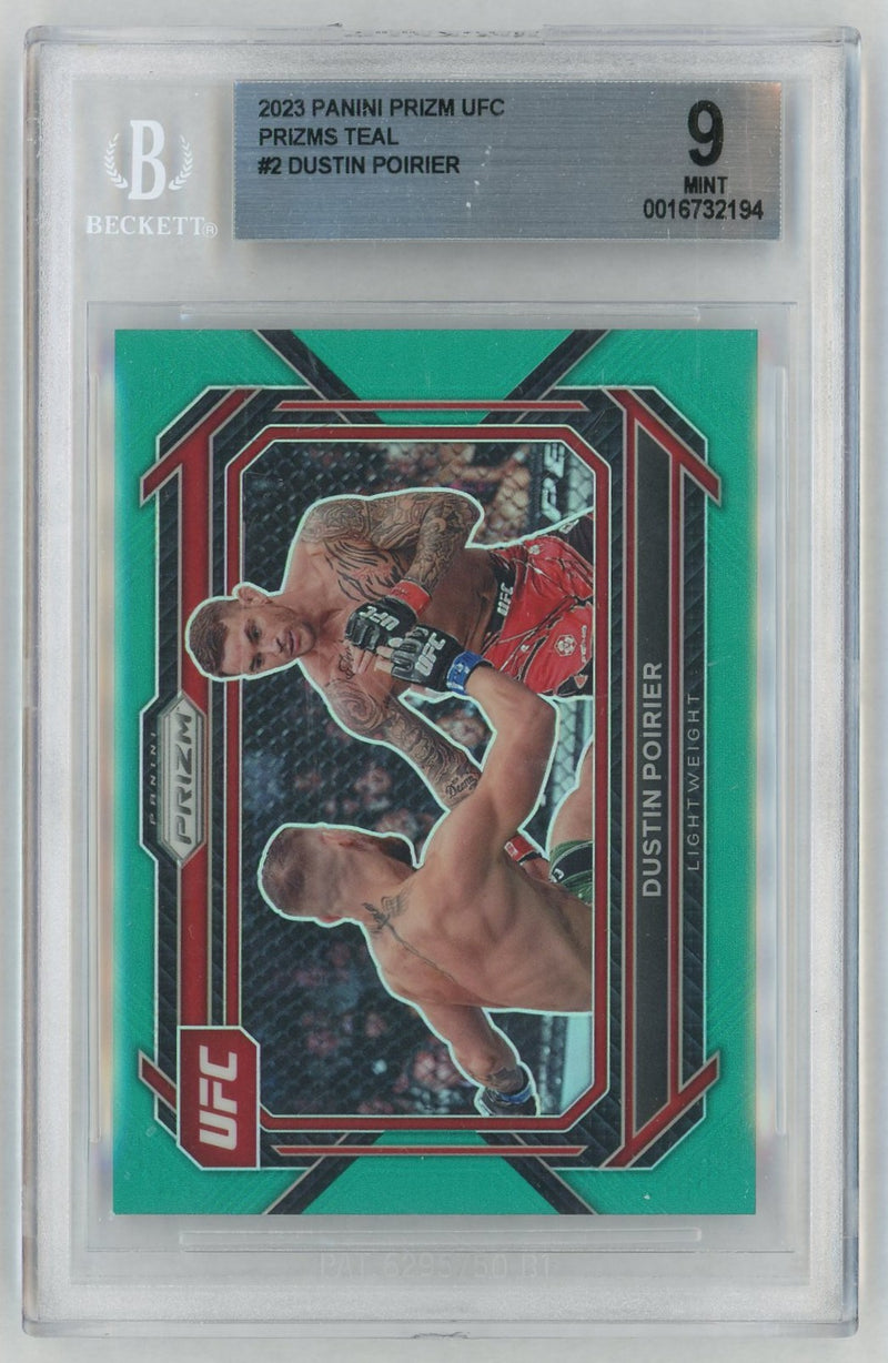 2023 Panini Prizm UFC Prizms Teal Dustin Poirier #2 /49 BGS 9