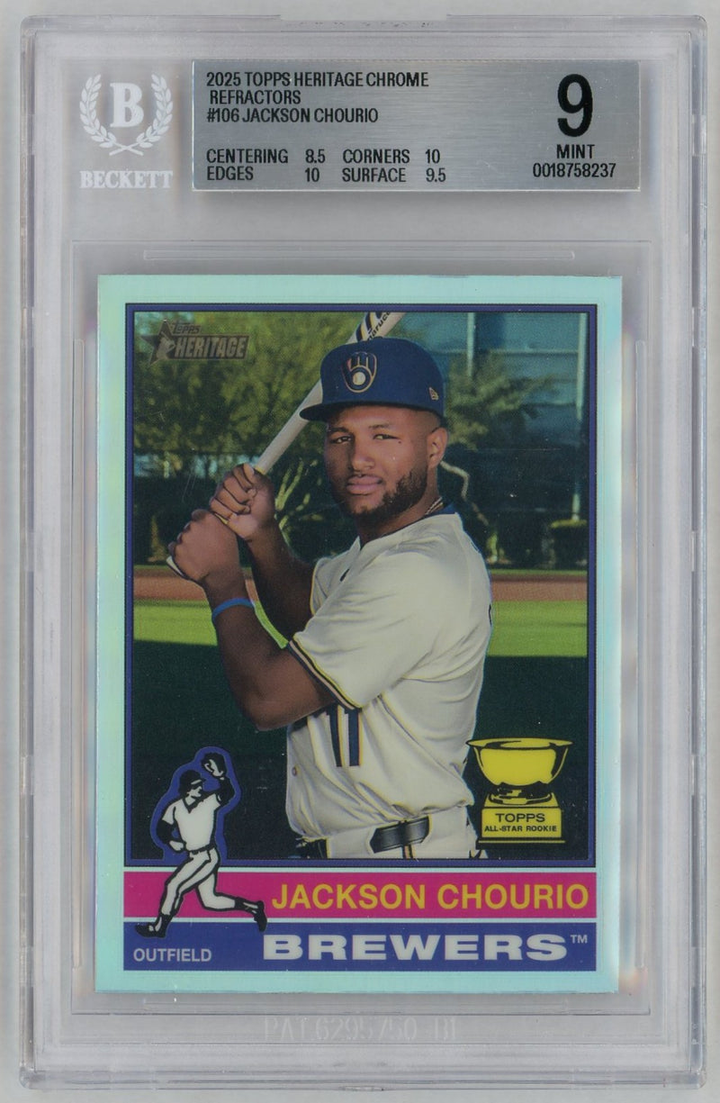2025 Topps Heritage Chrome Refractors Jackson Chourio #106 BGS 9