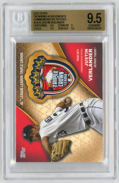 2023 Topps Crowning Achievements Commemorative Patches Justin Verlander #CAJV BGS 9.5