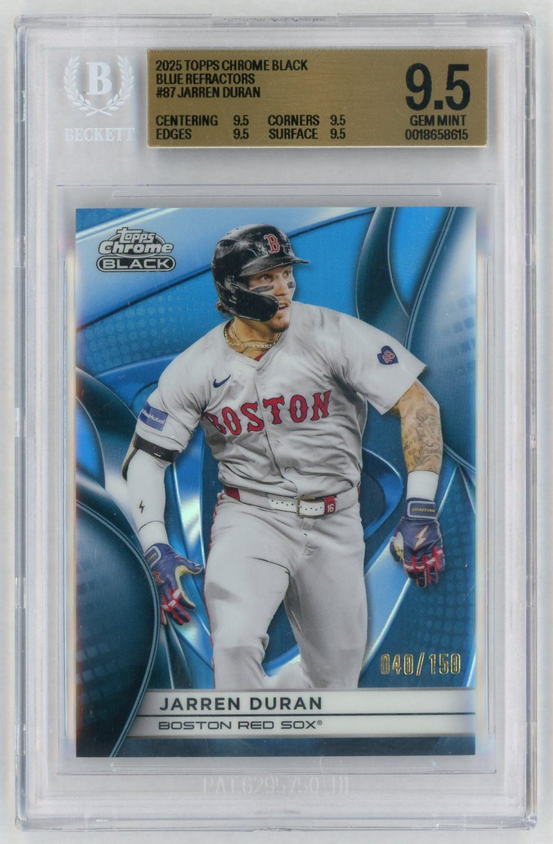 2025 Topps Chrome Black Blue Refractors Jarren Duran #87 /150 BGS 9.5
