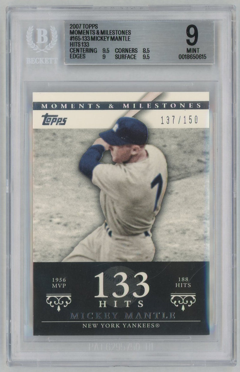 2007 Topps Moments and Milestones Mickey Mantle #165-133 /150 BGS 9