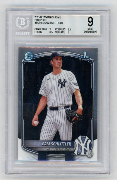 2025 Bowman Chrome Prospects Cam Schlittler #BCP166 BGS 9