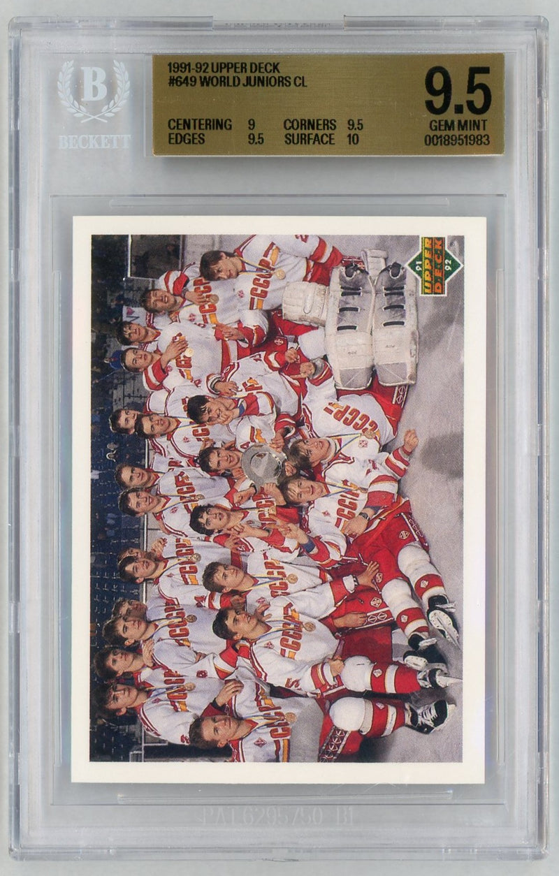 1991 Upper Deck Young Guns World Jr. Checklist/Cccp Team Photo #649 BGS 9.5