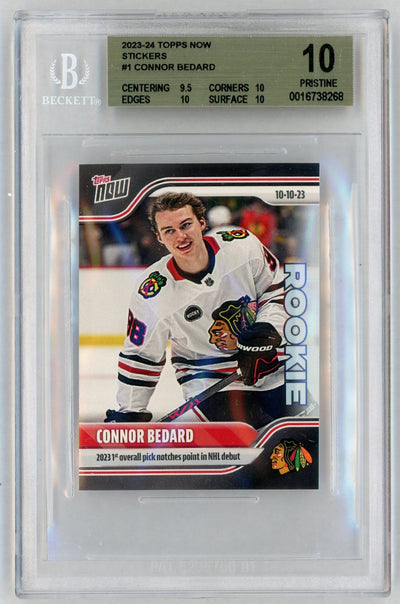 2023 Topps Now Stickers Connor Bedard #1 /29357 BGS 10