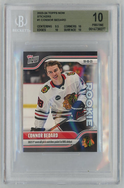 2023 Topps Now Stickers Connor Bedard #1 /29357 BGS 10