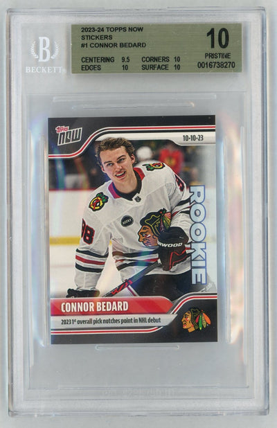 2023 Topps Now Stickers Connor Bedard #1 /29357 BGS 10