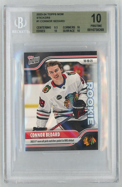 2023 Topps Now Stickers Connor Bedard #1 /29357 BGS 10