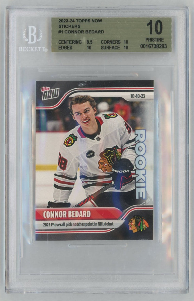 2023 Topps Now Stickers Connor Bedard #1 /29357 BGS 10