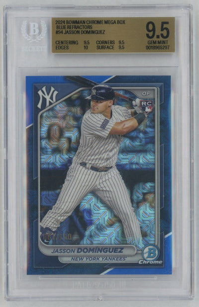 2024 Bowman Chrome Mega Box Blue Refractors Jasson Dominguez #94 /150 BGS 9.5