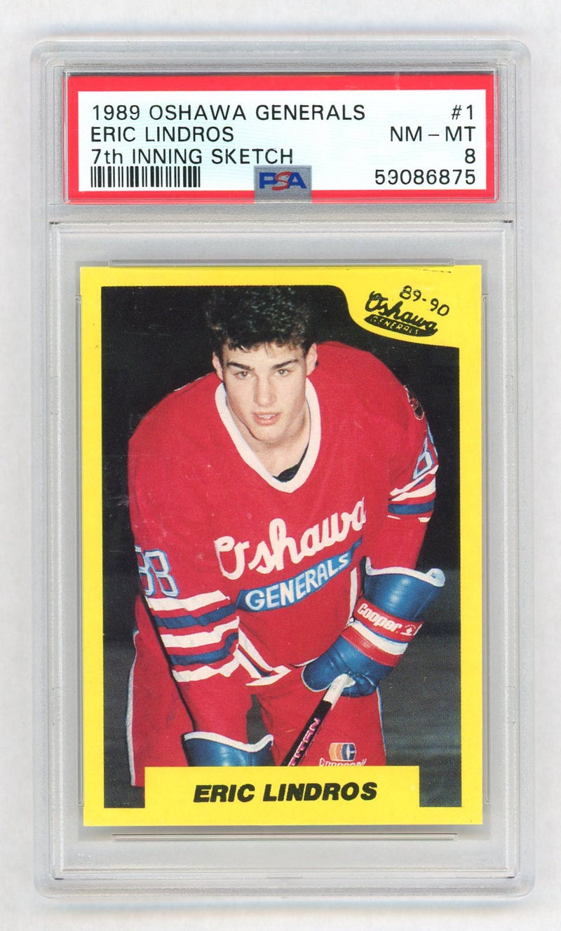 1989 Oshawa Generals 7th Inning Sketch Eric Lindros #1 PSA 8