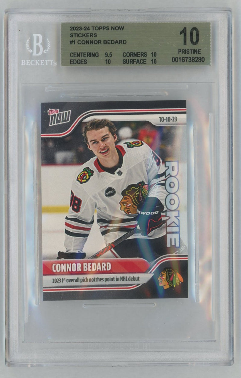 2023 Topps Now Stickers Connor Bedard #1 /29357 BGS 10