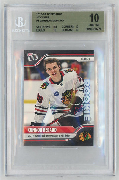 2023 Topps Now Stickers Connor Bedard #1 /29357 BGS 10