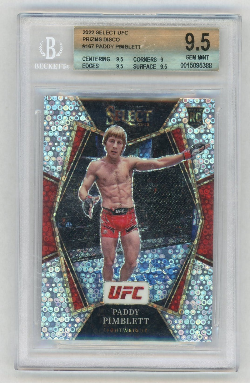 2022 Panini Select UFC Premier Level Disco Prizm Paddy Pimblett #167 BGS 9.5