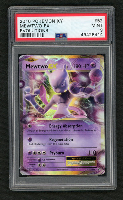 2016 Pokemon XY Evolutions Mewtwo Ex #52 PSA 9