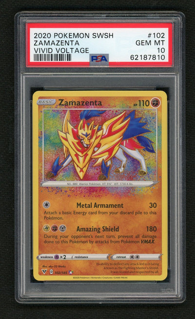 2020 Pokemon Sword and Shield Vivid Voltage Zamazenta #102 PSA 10