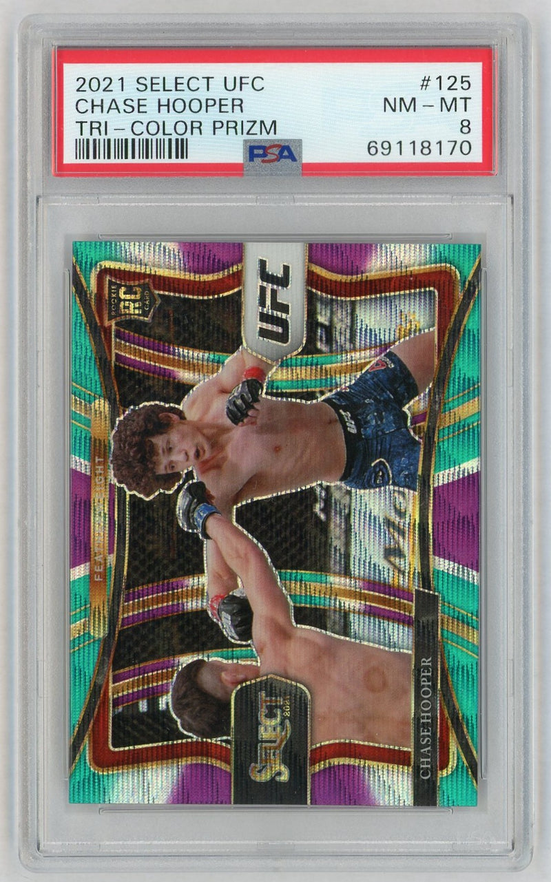 2021 Panini Select UFC Tri-Color Prizm Chase Hooper #125 PSA 8