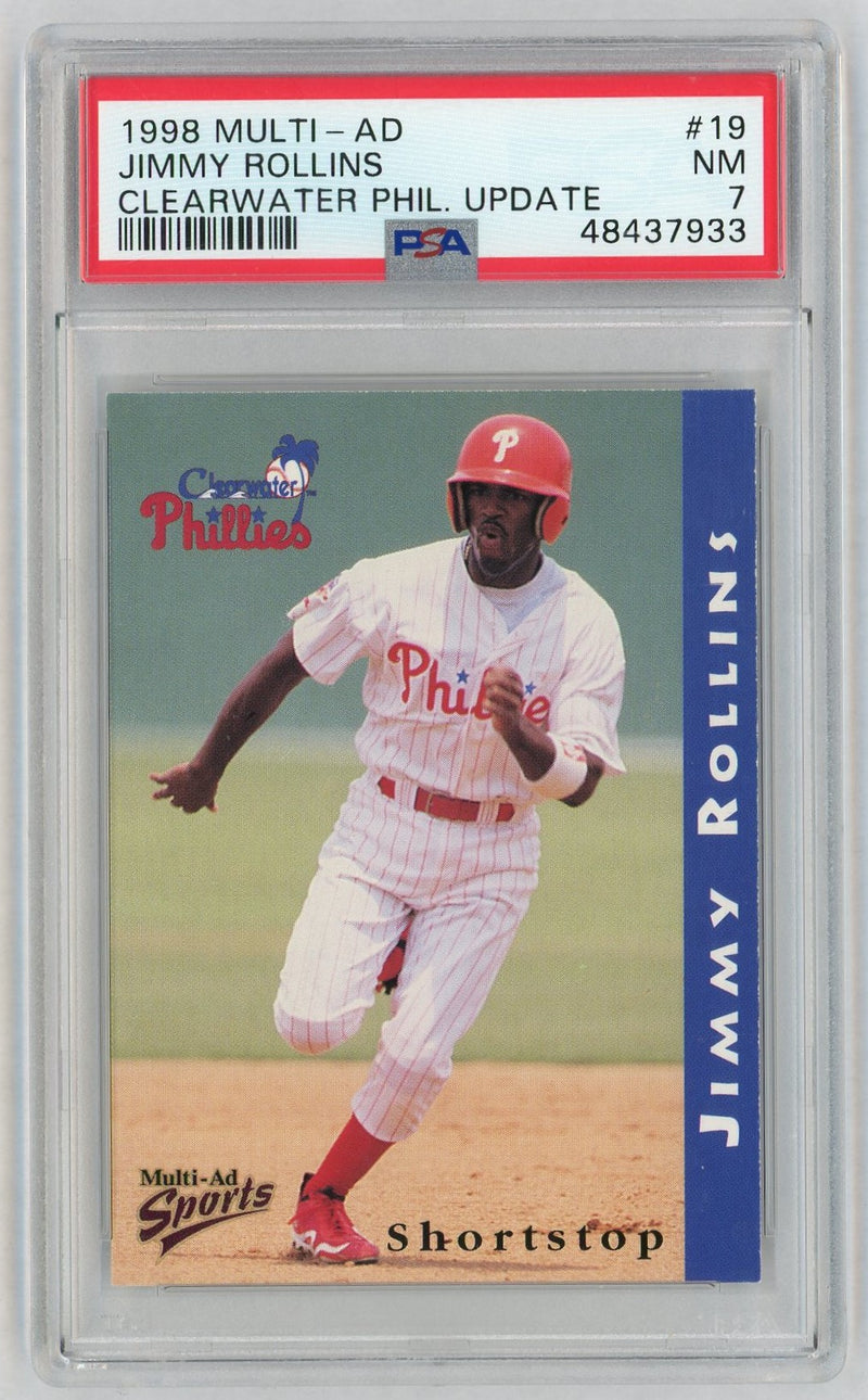 1998 Multi-Ad Clearwater Phillies Update Clearwater Phil. Update Jimmy Rollins #19 PSA 7