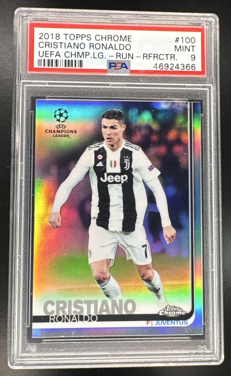 2018 Topps Chrome UEFA Champions League Refractor Cristiano Ronaldo #100 PSA 9