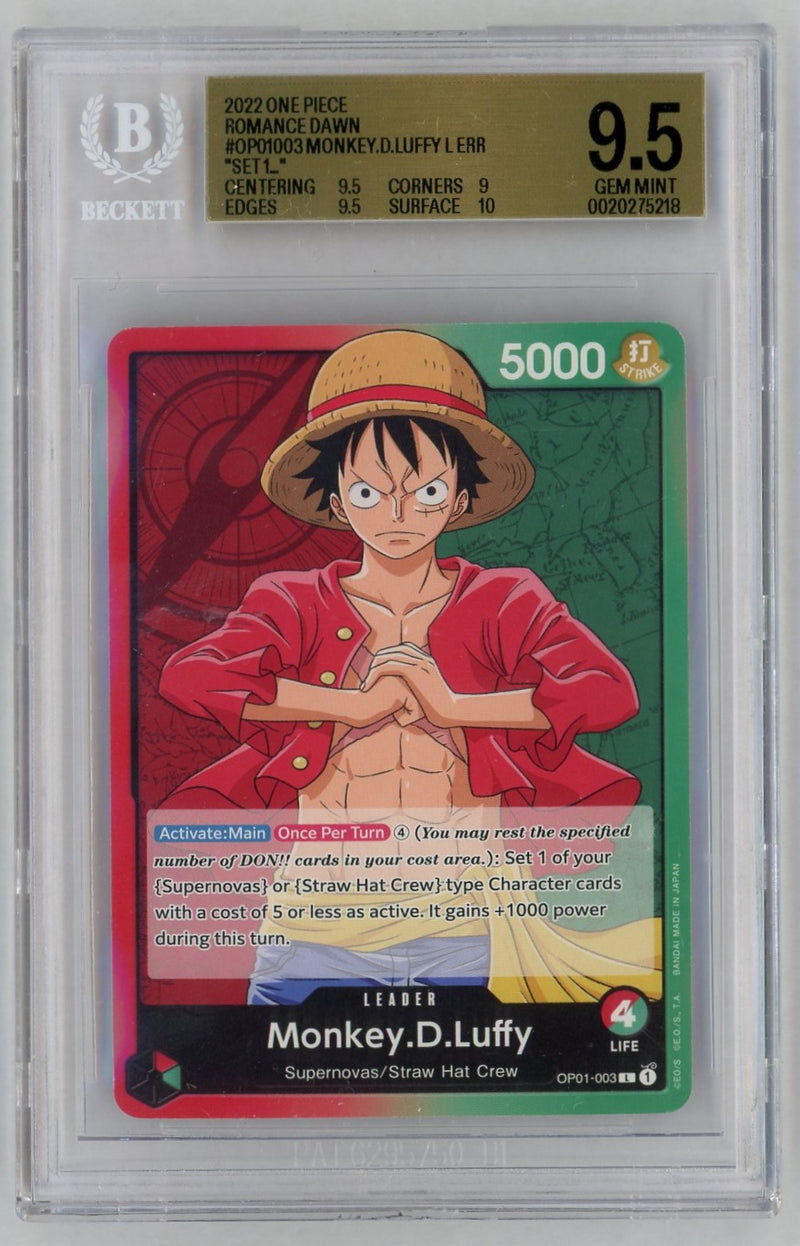 2022 One Piece Romance Dawn Leader Monkey D. Luffy #OP01003 BGS 9.5