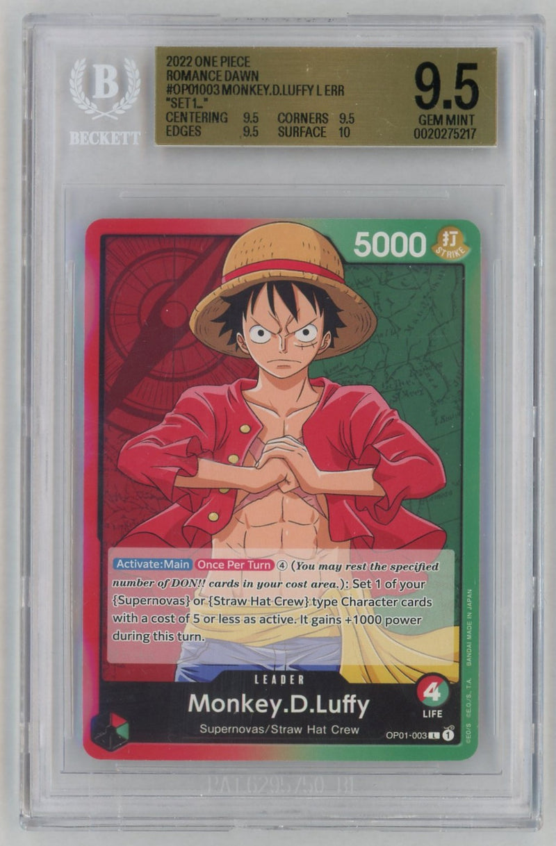 2022 One Piece Romance Dawn Leader Monkey D. Luffy #OP01003 BGS 9.5