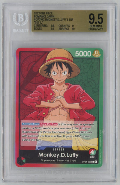 2022 One Piece Romance Dawn Leader Monkey D. Luffy #OP01003 BGS 9.5