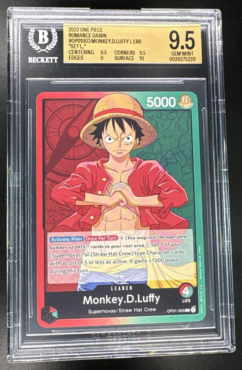 2022 One Piece Romance Dawn Leader Monkey D. Luffy #OP01003 BGS 9.5