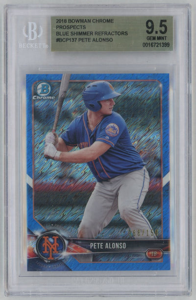 2018 Bowman Chrome Prospect Blue Shimmer Refractor Pete Alonso #BCP137 /150 BGS 9.5