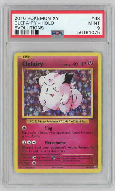 2016 Pokemon XY Evolutions Holo Clefairy #63 PSA 9