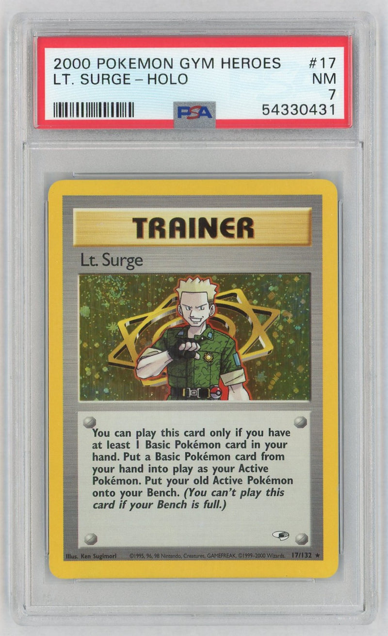 2000 Pokemon Gym Heroes Holo Lt. Surge #17 PSA 7
