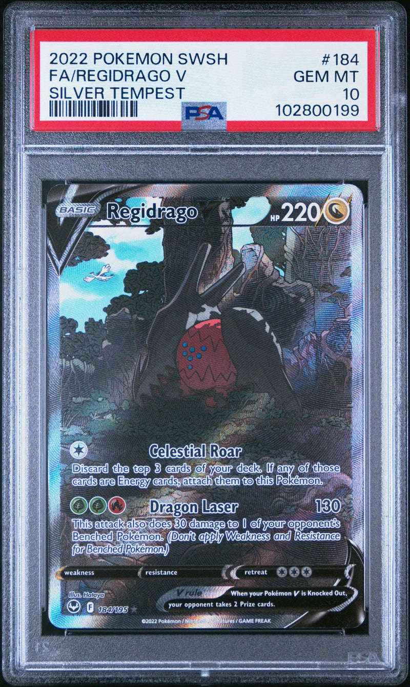 2022 Pokemon Sword and Shield Silver Tempest Regidrago V #184 PSA 10