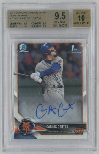 2018 Bowman Draft Chrome Autograph Carlos Cortes #CDACC BGS 9.5