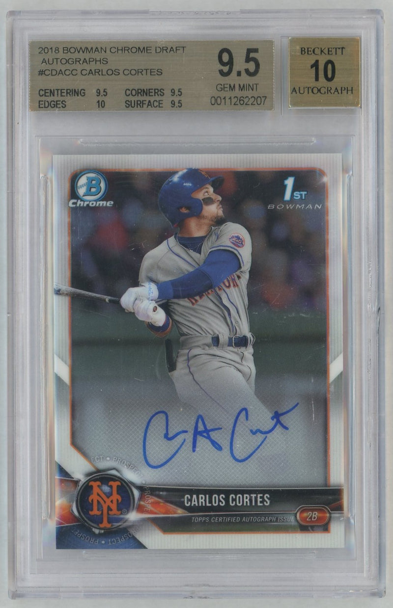 2018 Bowman Draft Chrome Autograph Carlos Cortes #CDACC BGS 9.5