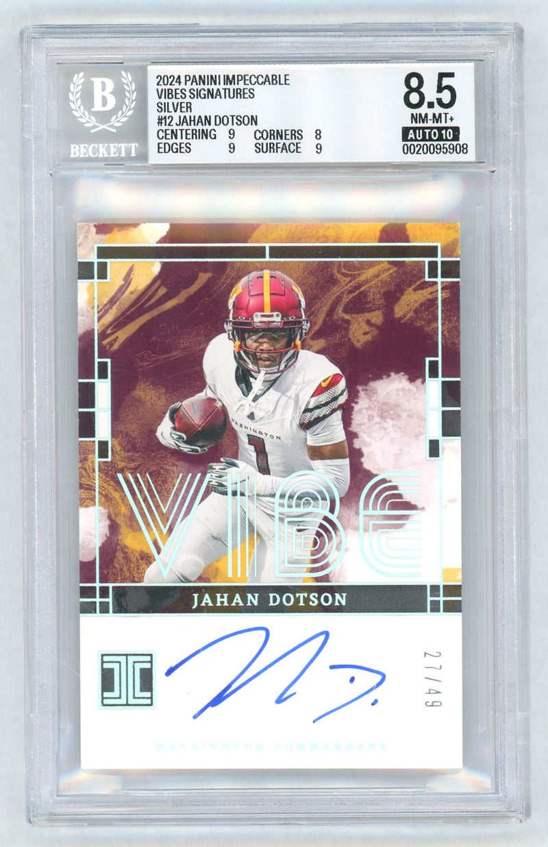 2024 Panini Impeccable Vibes Signatures Silver Jahan Dotson #12 /49 BGS 8.5