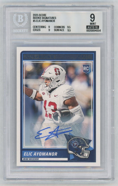 2025 Score Rookie Signatures Elic Ayomanor #5 BGS 9