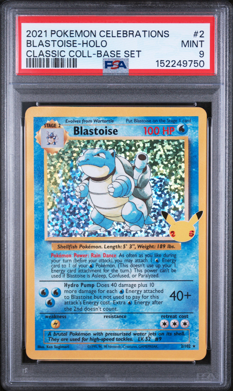 2021 Pokemon Celebrations Classic Collection Base Set Holo Blastoise #2 PSA 9