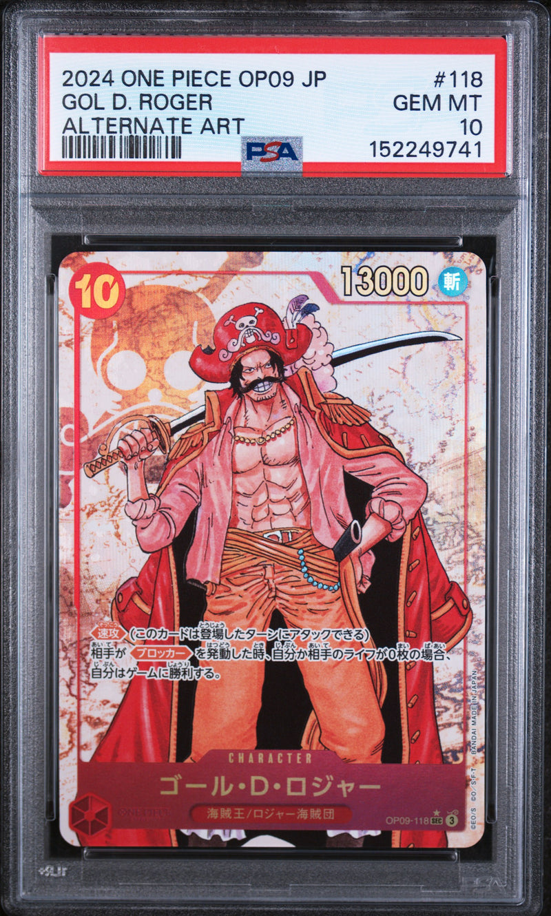 2024 One Piece Emperors In the New World Japanese Alternate Art Gol D. Roger #OP09-118 PSA 10