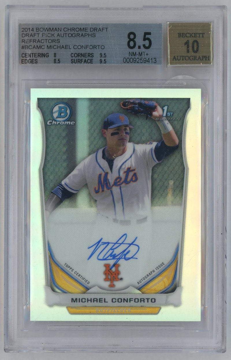 2014 Bowman Draft Chrome Autograph Refractor Michael Conforto #BCAMC BGS 8.5